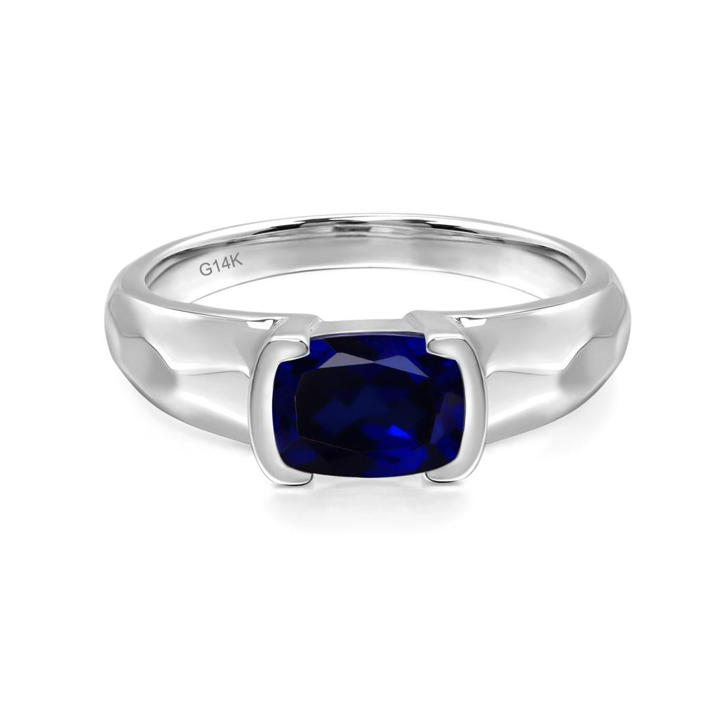 Elongated Cushion Sapphire Engagement Ring - LUO Jewelry #metal_14k white gold