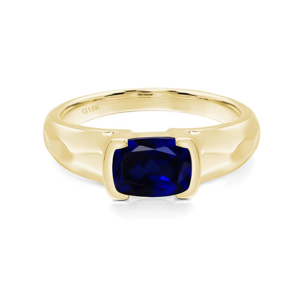 Elongated Cushion Sapphire Engagement Ring - LUO Jewelry #metal_18k yellow gold
