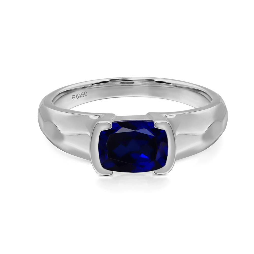 Elongated Cushion Sapphire Engagement Ring - LUO Jewelry #metal_platinum