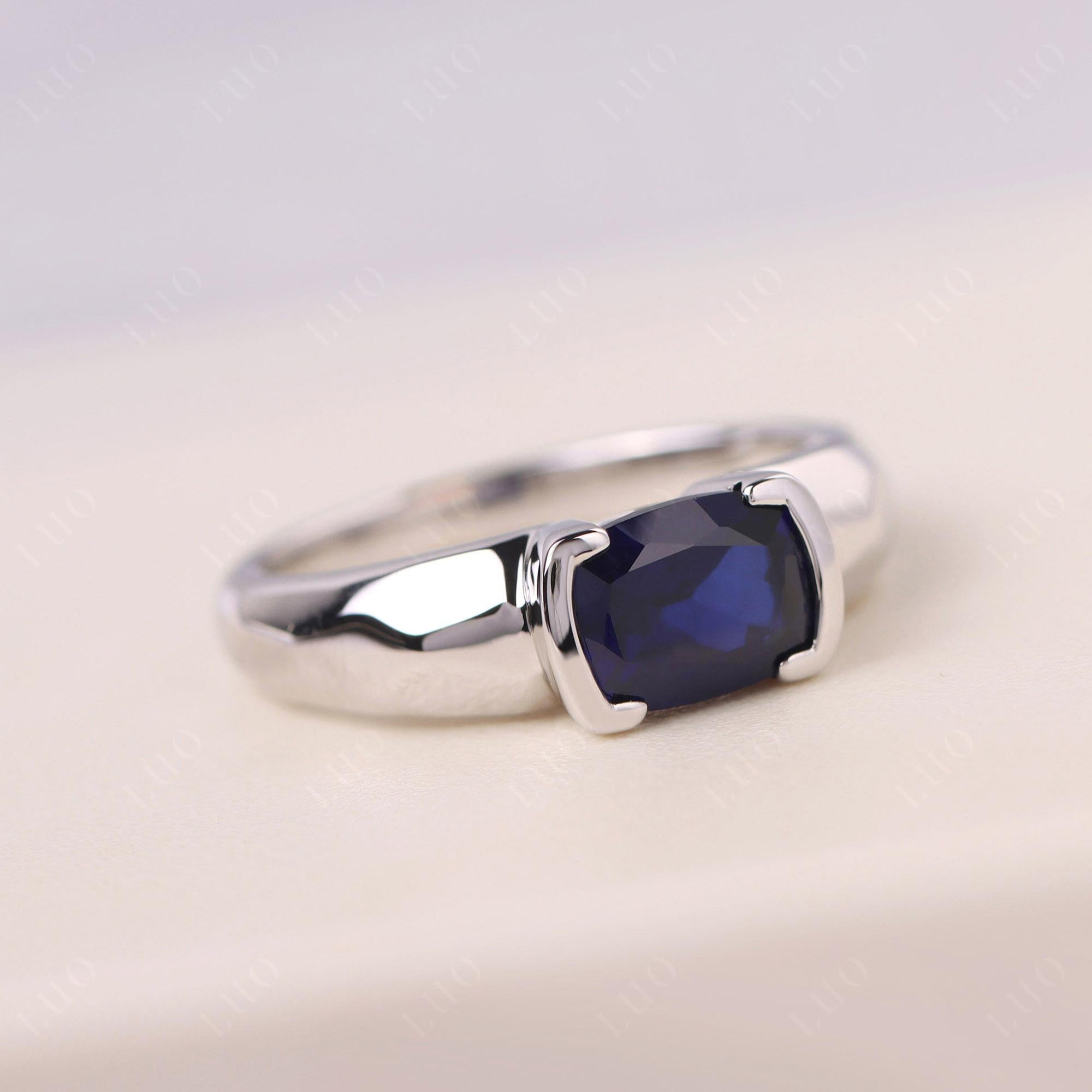 Elongated Cushion Sapphire Engagement Ring - LUO Jewelry