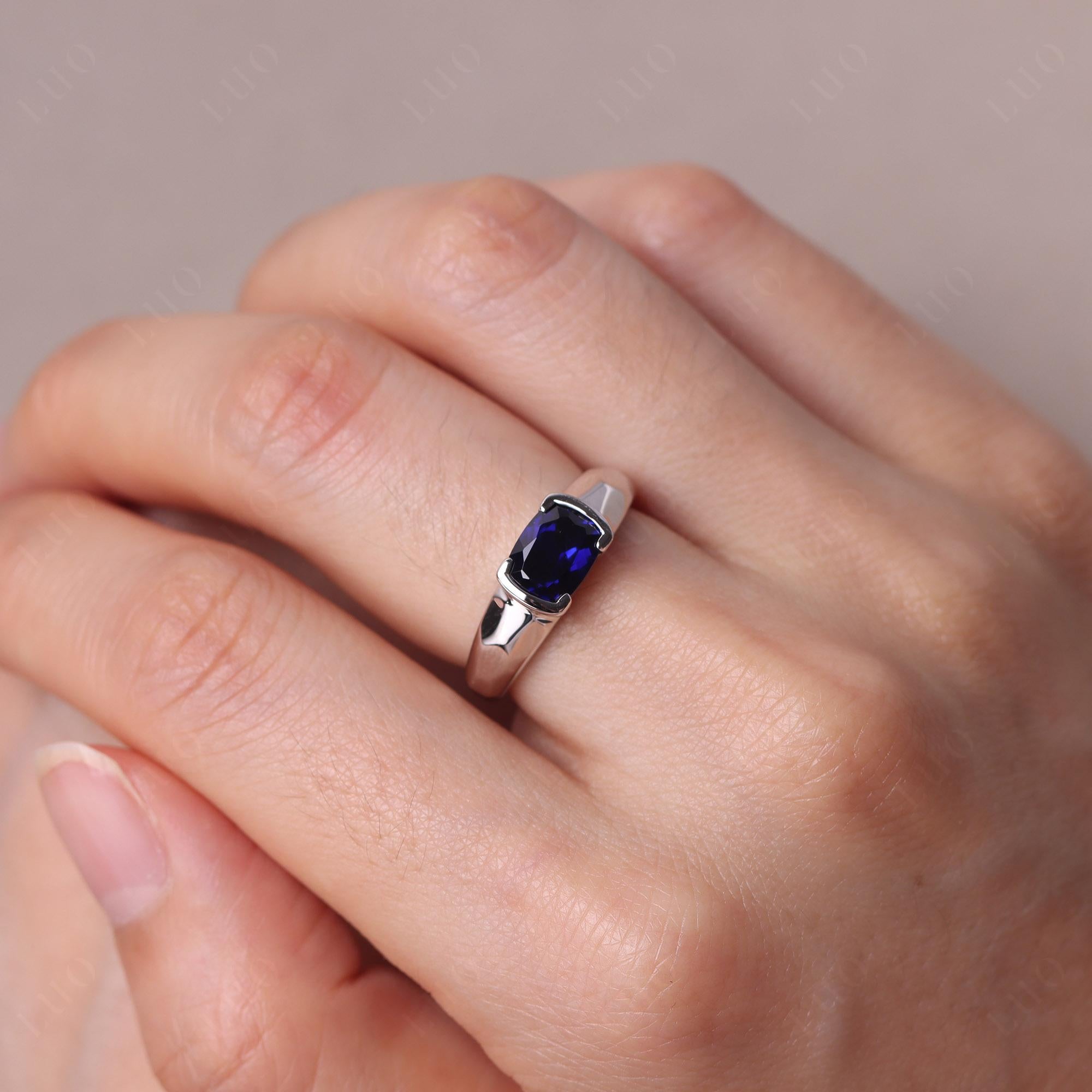 Elongated Cushion Sapphire Engagement Ring - LUO Jewelry