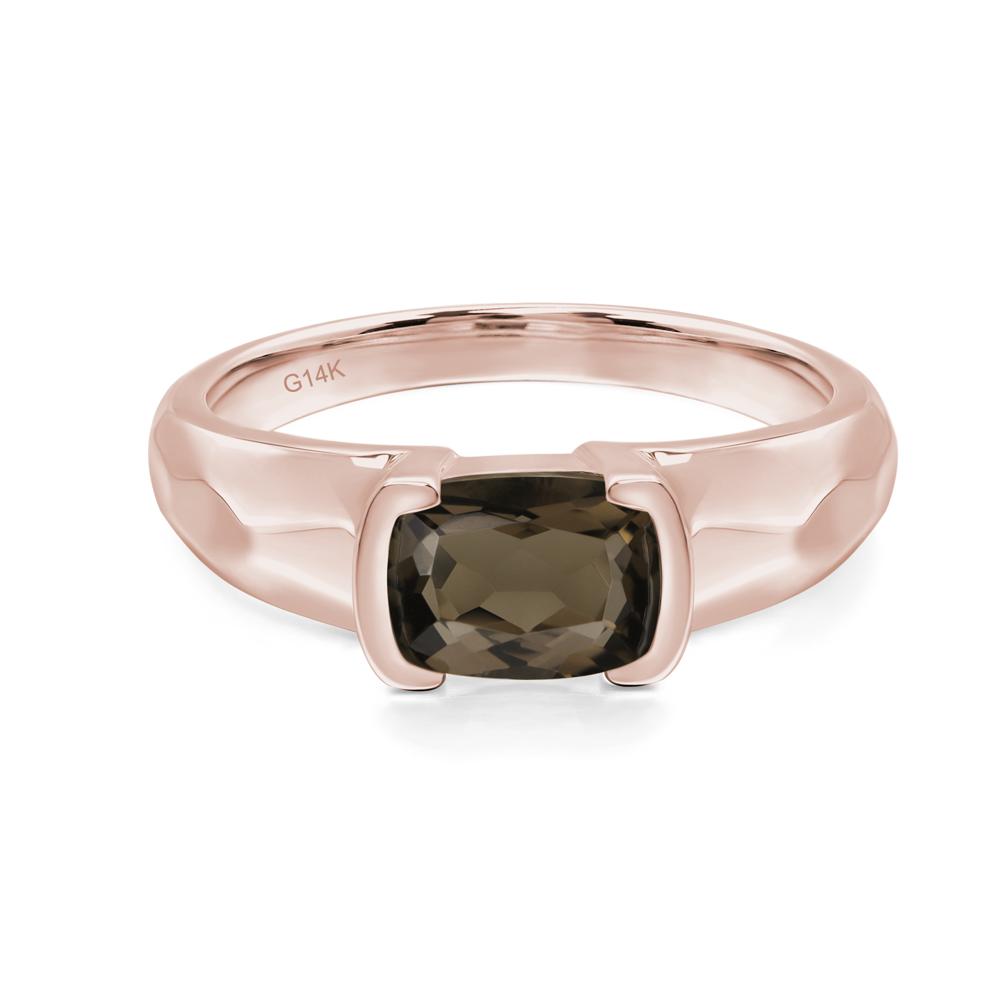 Elongated Cushion Smoky Quartz Engagement Ring - LUO Jewelry #metal_14k rose gold