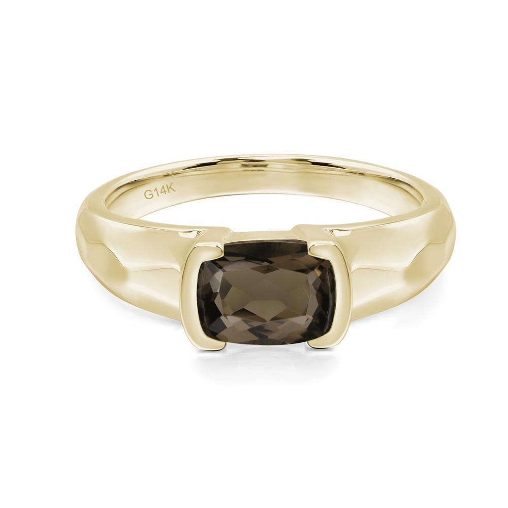 Elongated Cushion Smoky Quartz Engagement Ring - LUO Jewelry #metal_14k yellow gold