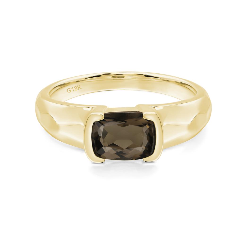 Elongated Cushion Smoky Quartz Engagement Ring - LUO Jewelry #metal_18k yellow gold