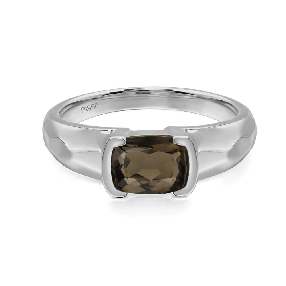 Elongated Cushion Smoky Quartz Engagement Ring - LUO Jewelry #metal_platinum