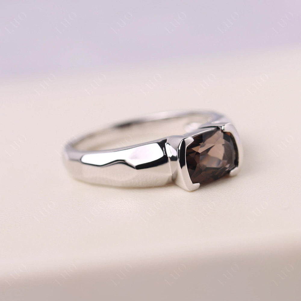 Elongated Cushion Cut Smoky Quartz Engagement Ring