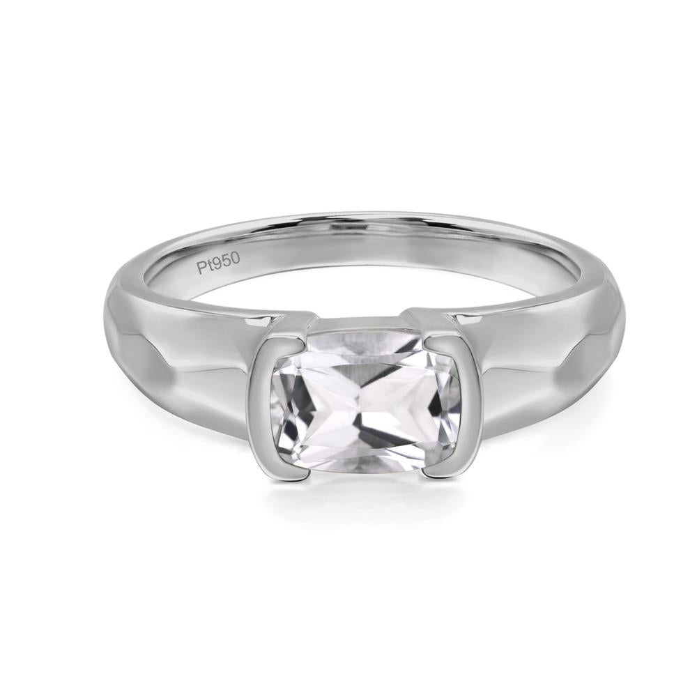 Elongated Cushion White Topaz Engagement Ring - LUO Jewelry #metal_platinum