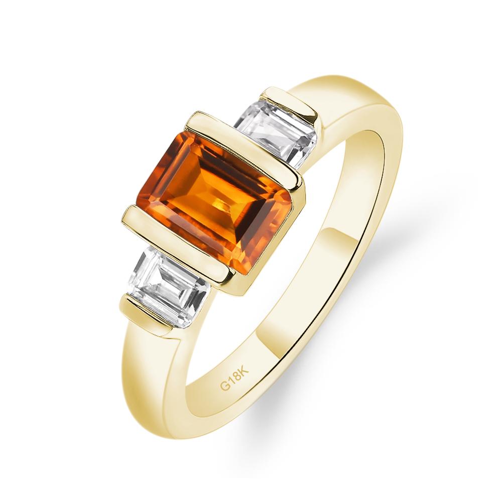 Vintage Citrine Ring Bezel Set Emerald Cut Ring - LUO Jewelry #metal_18k yellow gold