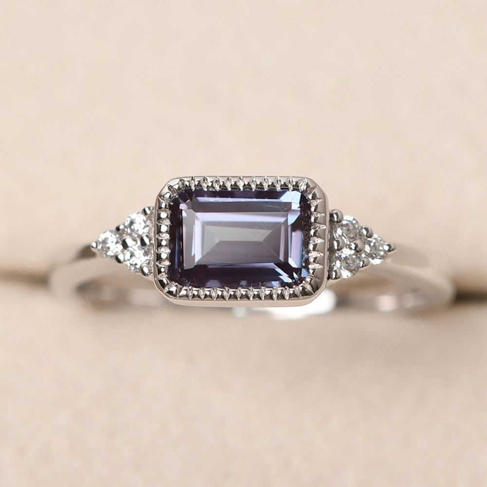 Vintage Horizontal Bezel Set Alexandrite Ring - LUO Jewelry