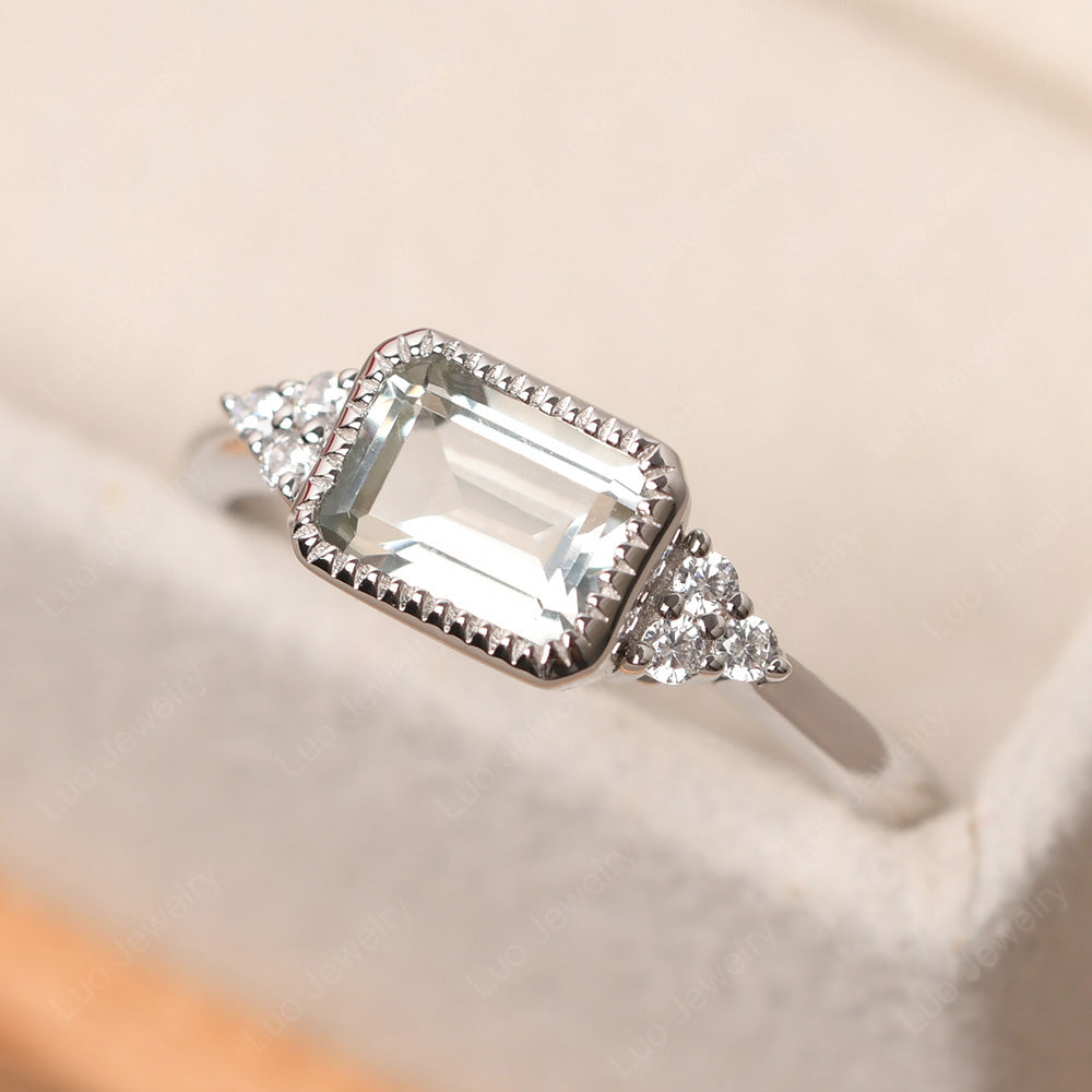 Vintage Horizontal Bezel Set Green Amethyst Ring - LUO Jewelry