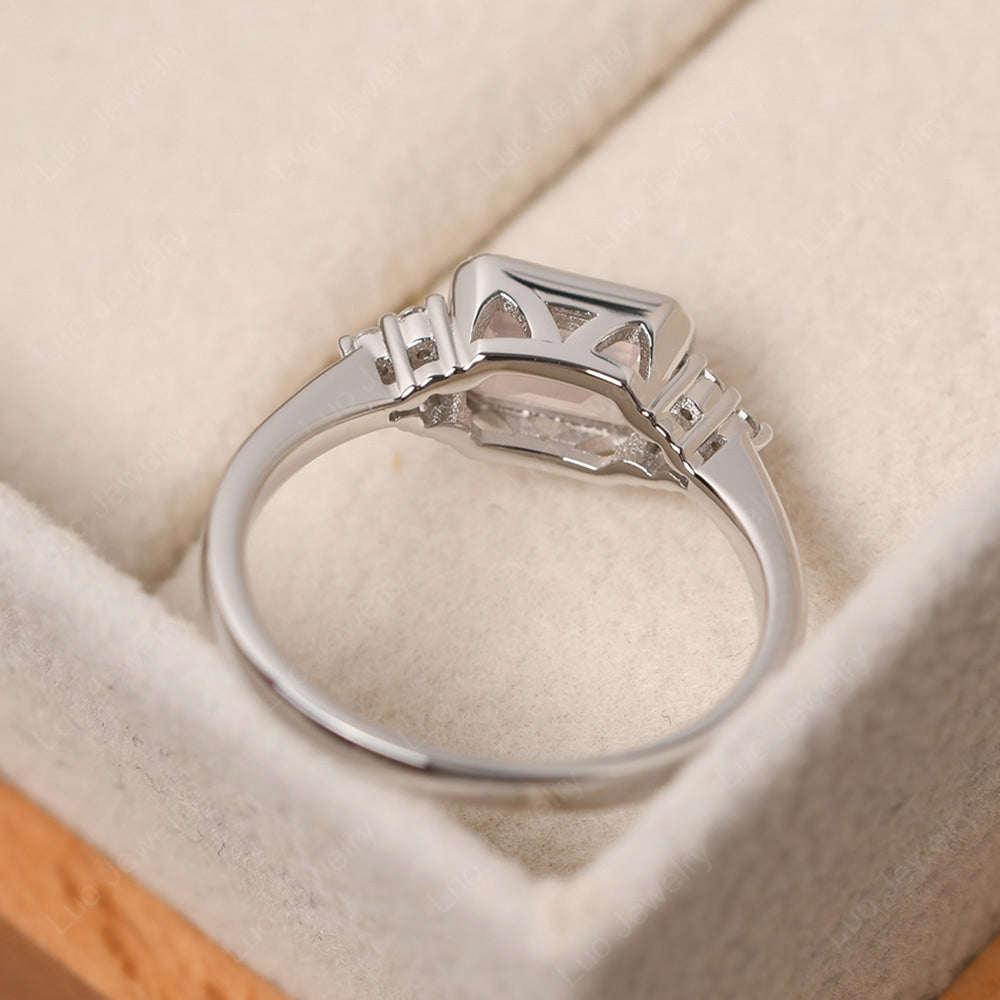Vintage Horizontal Bezel Set Rose Quartz Ring - LUO Jewelry