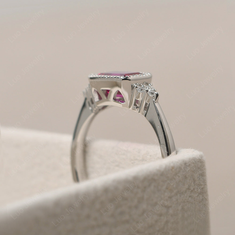 Vintage Horizontal Bezel Set Ruby Ring - LUO Jewelry