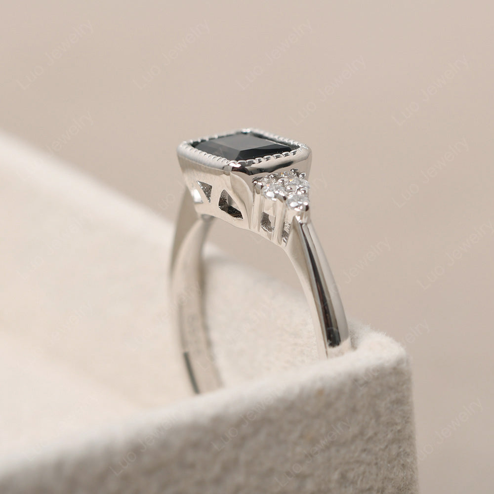 Vintage Horizontal Bezel Set Smoky Quartz  Ring - LUO Jewelry