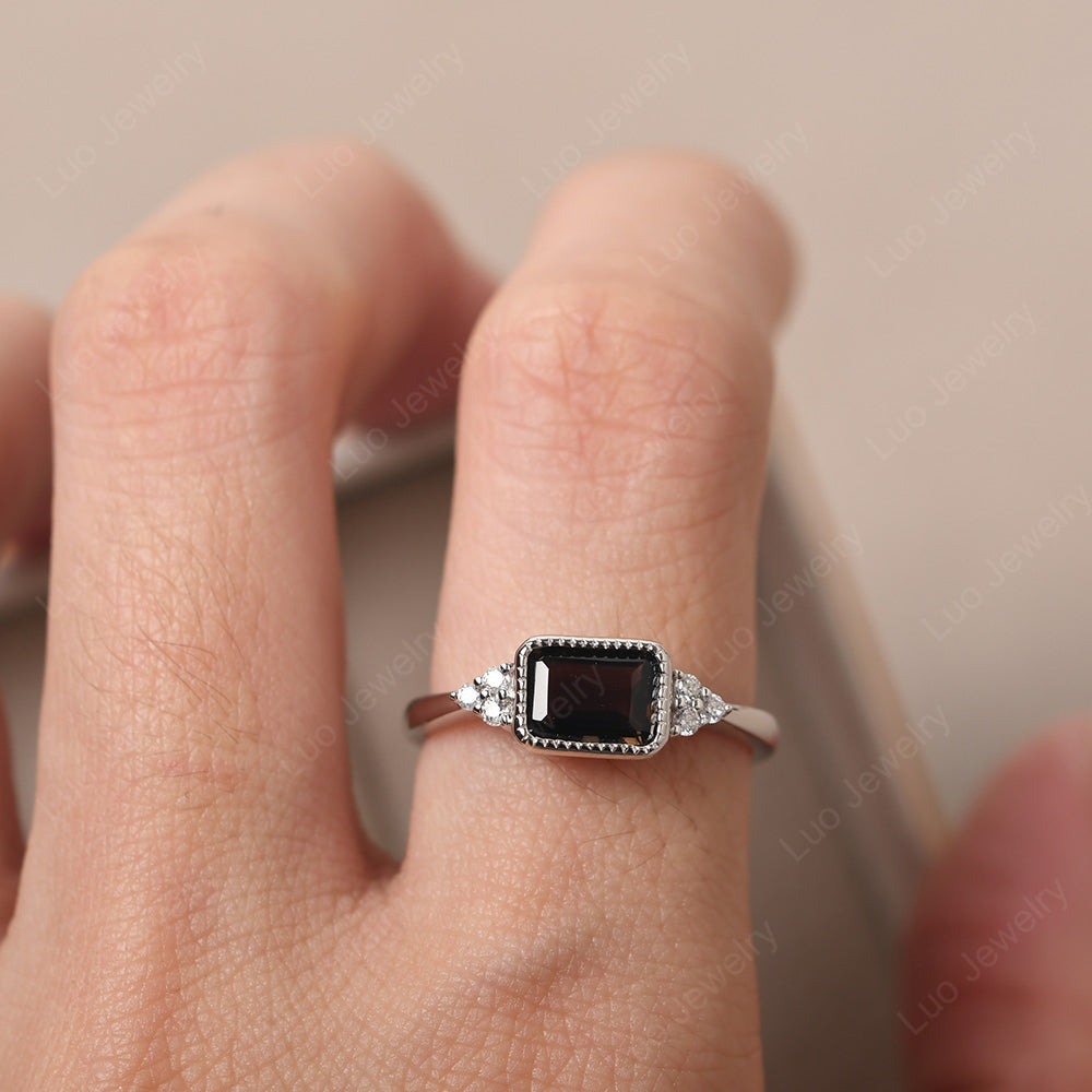 Vintage Horizontal Bezel Set Smoky Quartz  Ring - LUO Jewelry