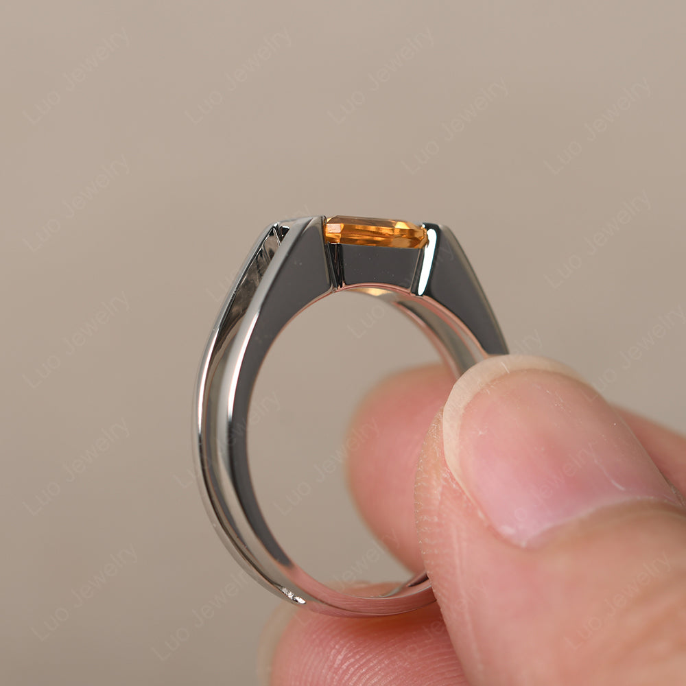 East West Citrine Solitaire Ring - LUO Jewelry