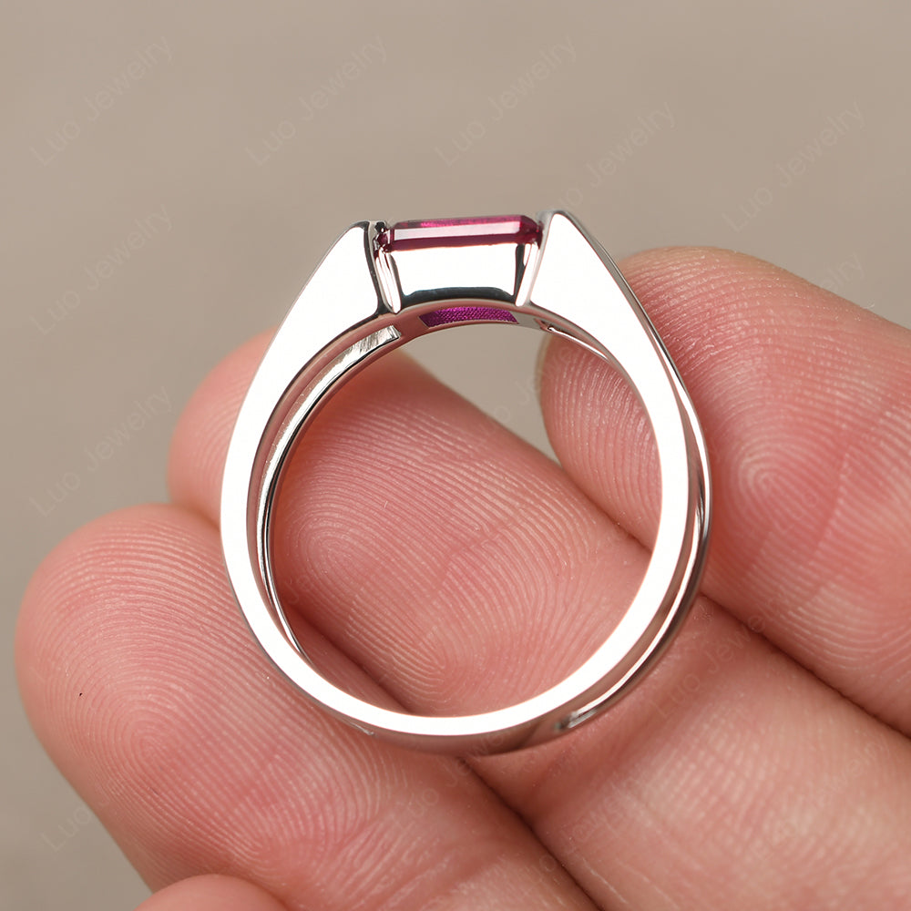 East West Ruby Solitaire Ring - LUO Jewelry