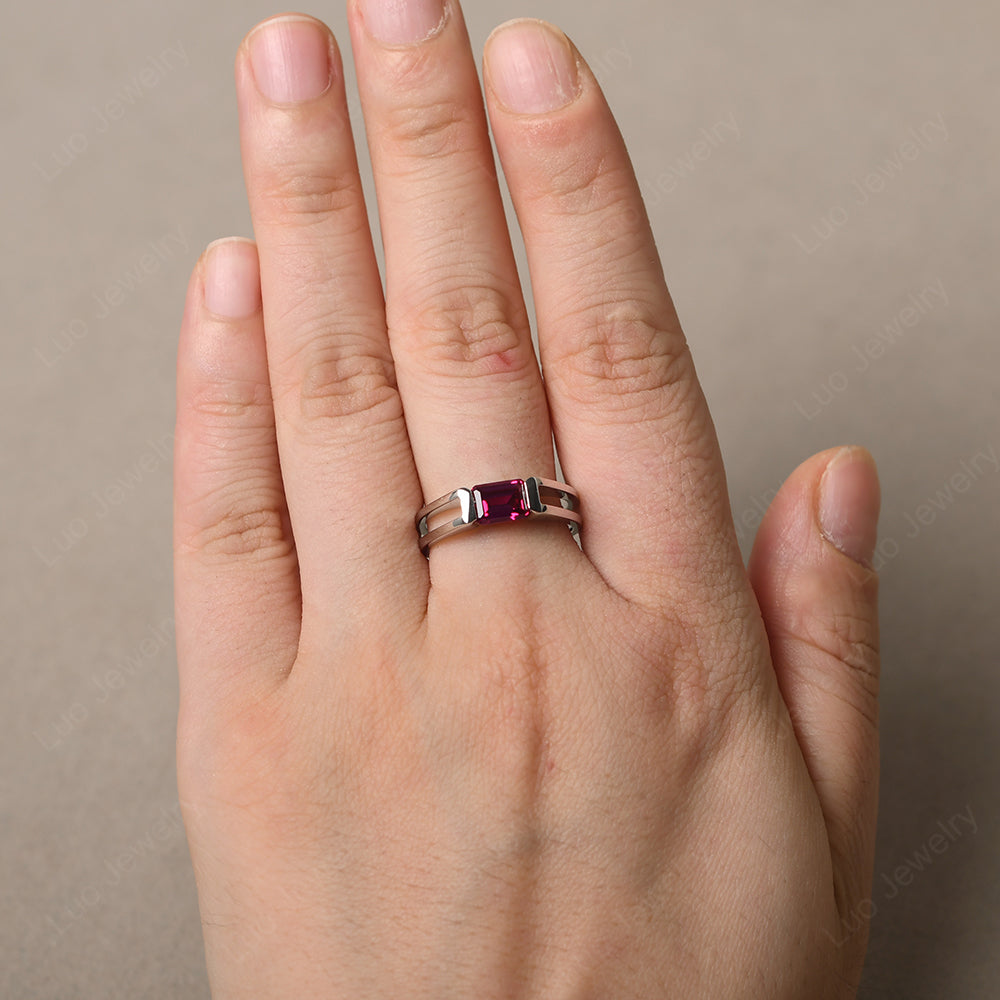 East West Ruby Solitaire Ring - LUO Jewelry