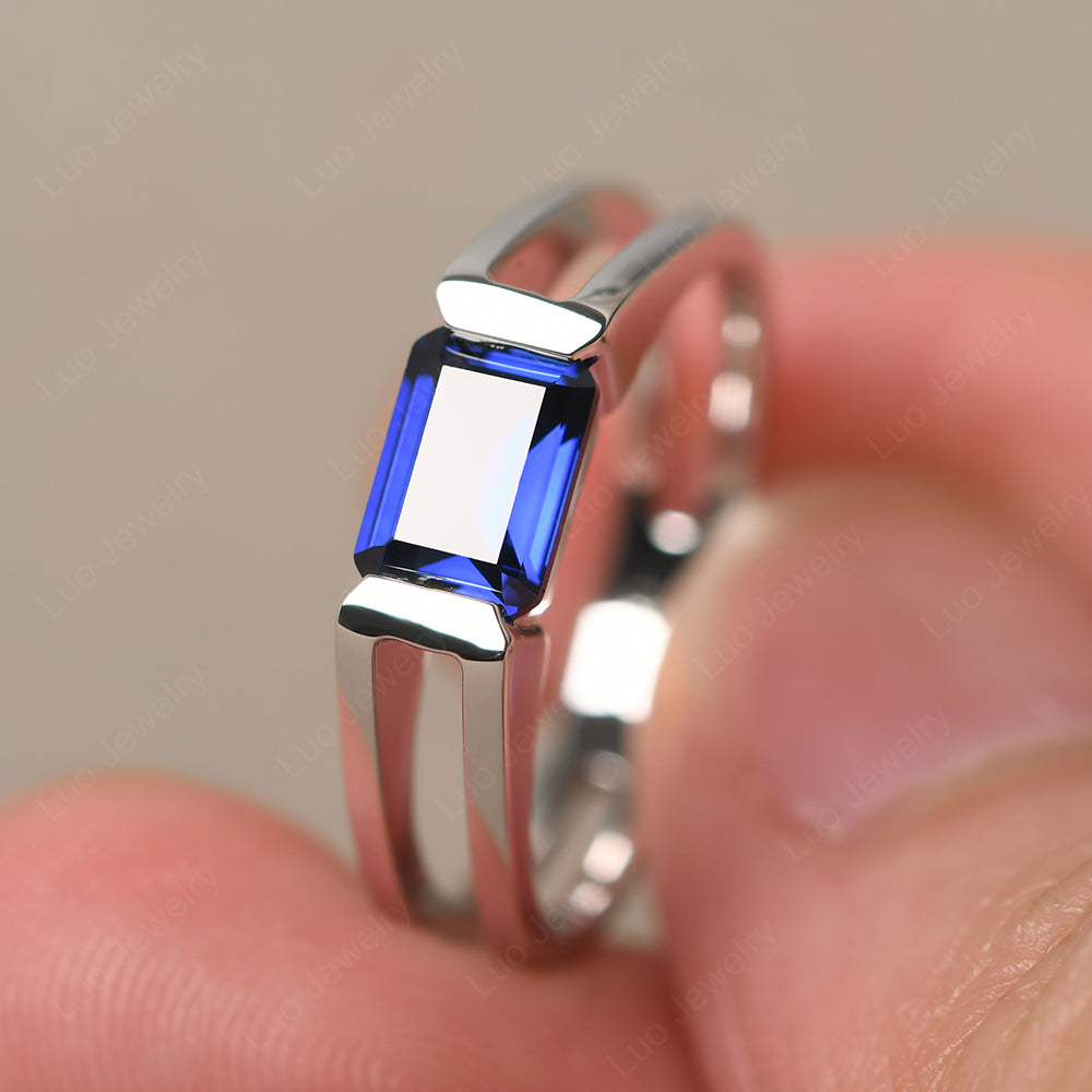 East West Sapphire Solitaire Ring - LUO Jewelry