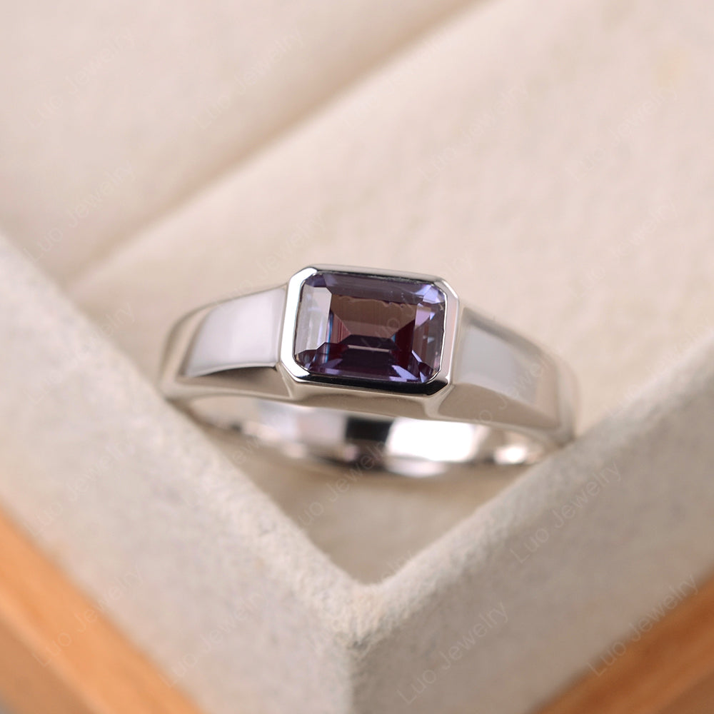 East West Alexandrite Bezel Rings - LUO Jewelry