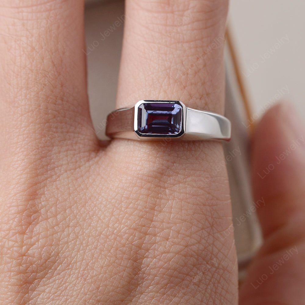 East West Alexandrite Bezel Rings - LUO Jewelry