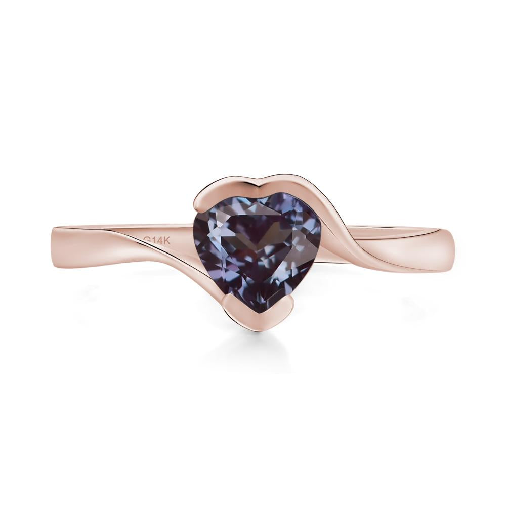 Heart Alexandrite Solitaire Engagement Ring - LUO Jewelry #metal_14k rose gold