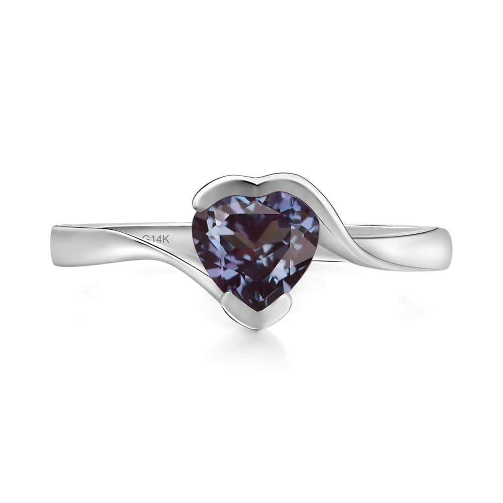Heart Alexandrite Solitaire Engagement Ring - LUO Jewelry #metal_14k white gold