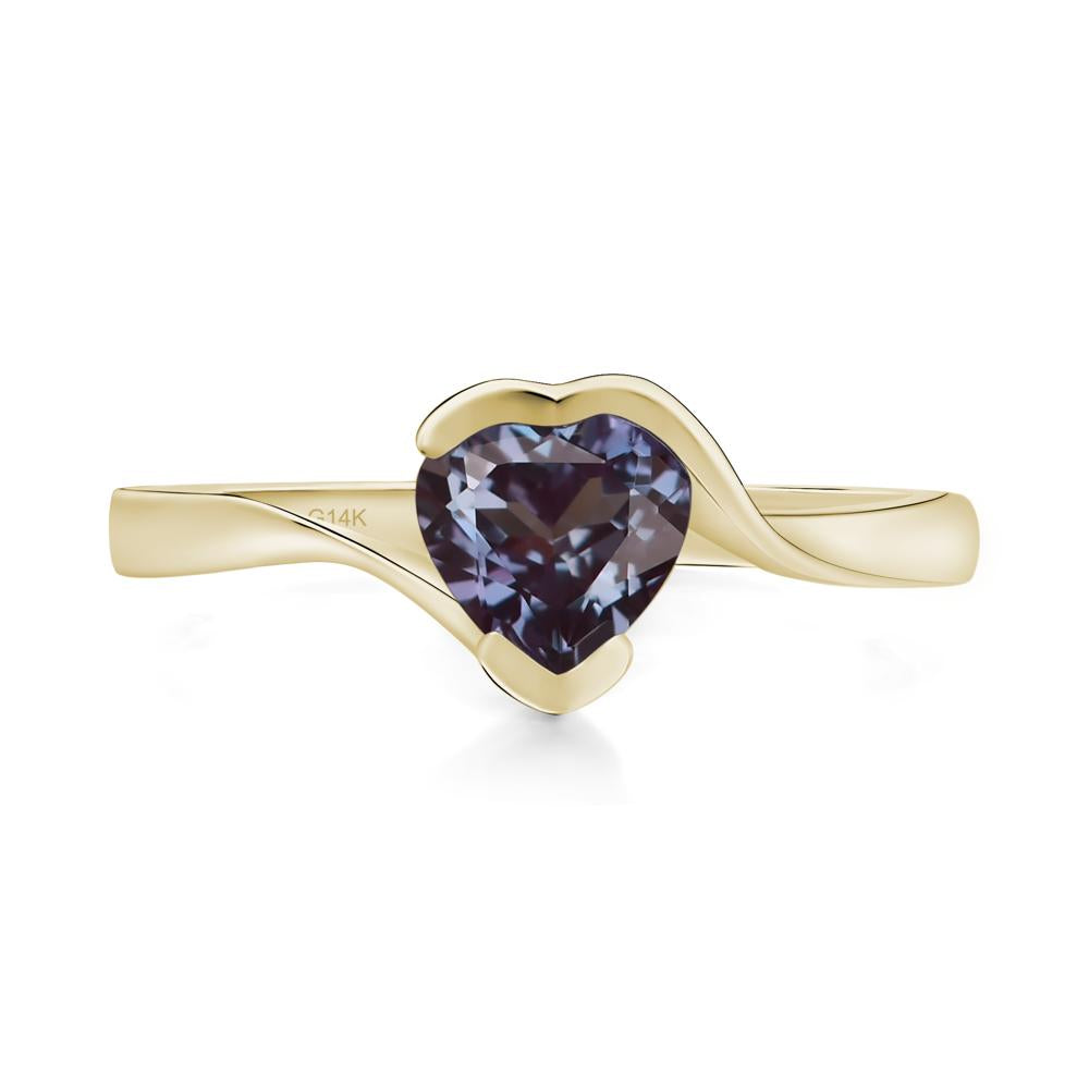 Heart Alexandrite Solitaire Engagement Ring - LUO Jewelry #metal_14k yellow gold