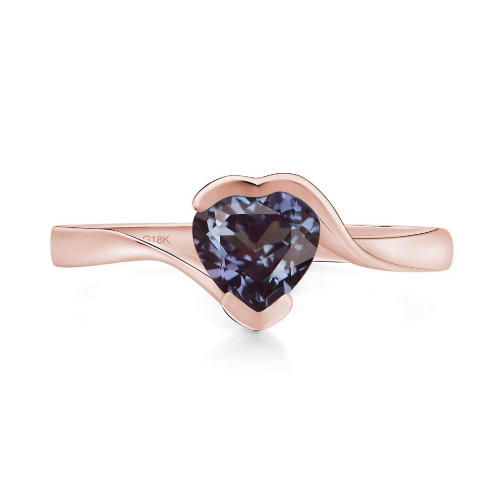 Heart Alexandrite Solitaire Engagement Ring - LUO Jewelry #metal_18k rose gold