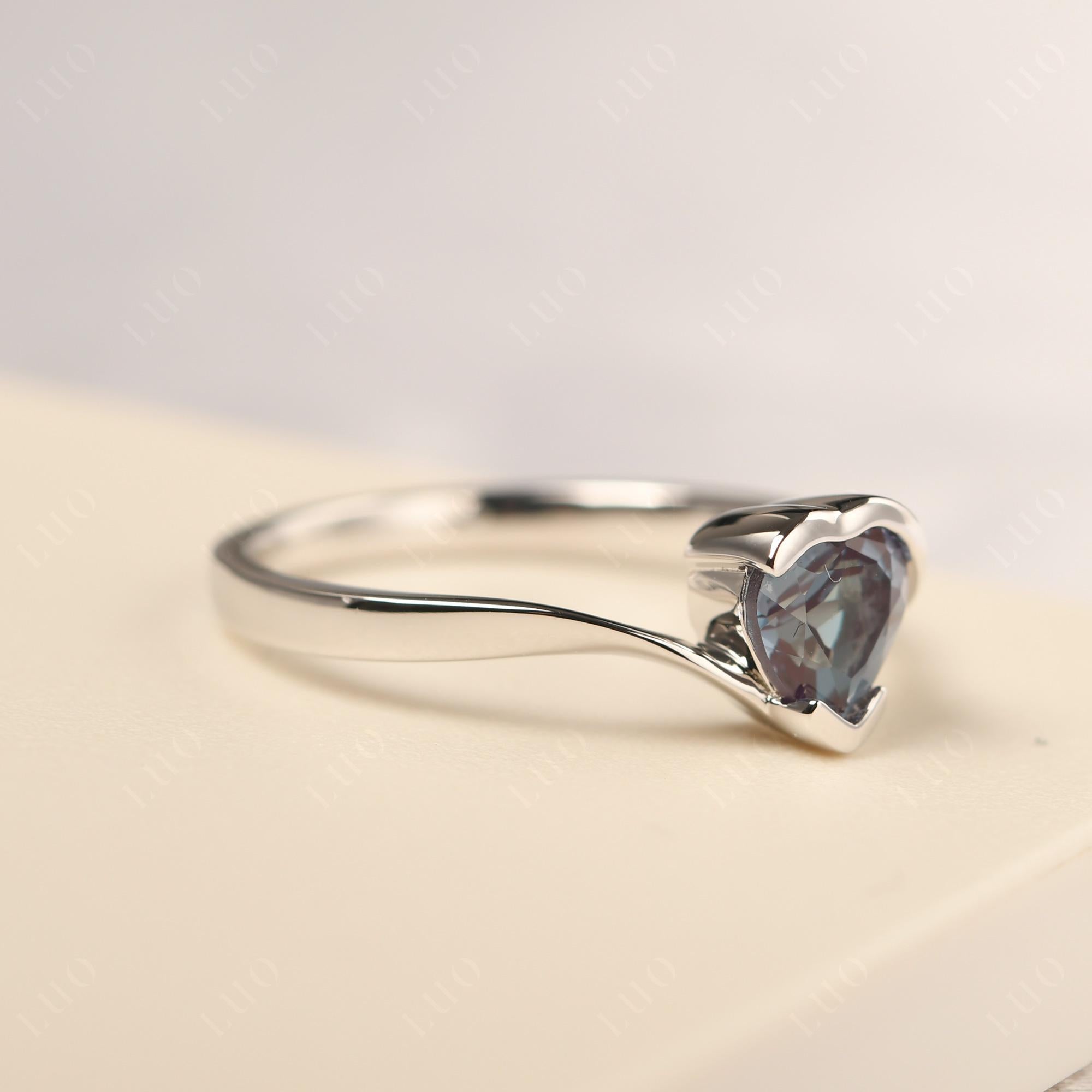 Heart Alexandrite Solitaire Engagement Ring - LUO Jewelry