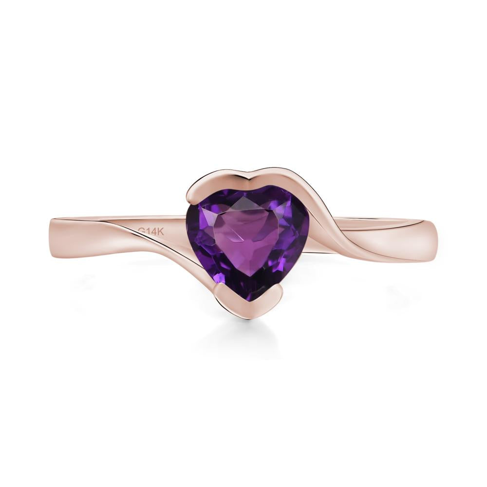 Heart Amethyst Solitaire Engagement Ring - LUO Jewelry #metal_14k rose gold