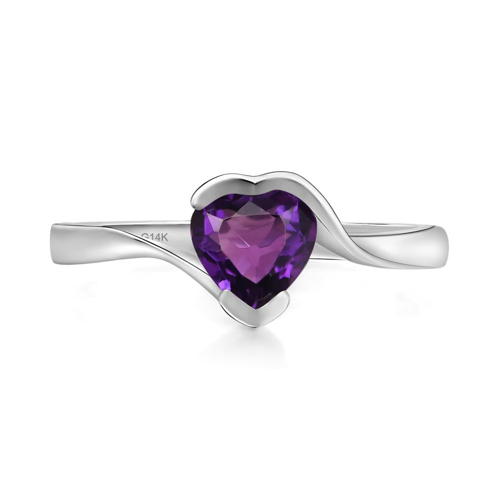 Heart Amethyst Solitaire Engagement Ring - LUO Jewelry #metal_14k white gold