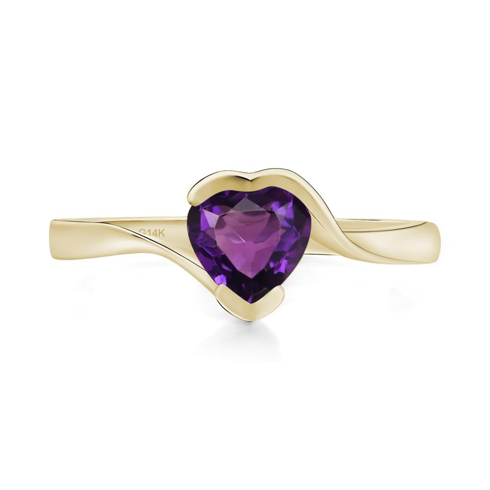 Heart Amethyst Solitaire Engagement Ring - LUO Jewelry #metal_14k yellow gold