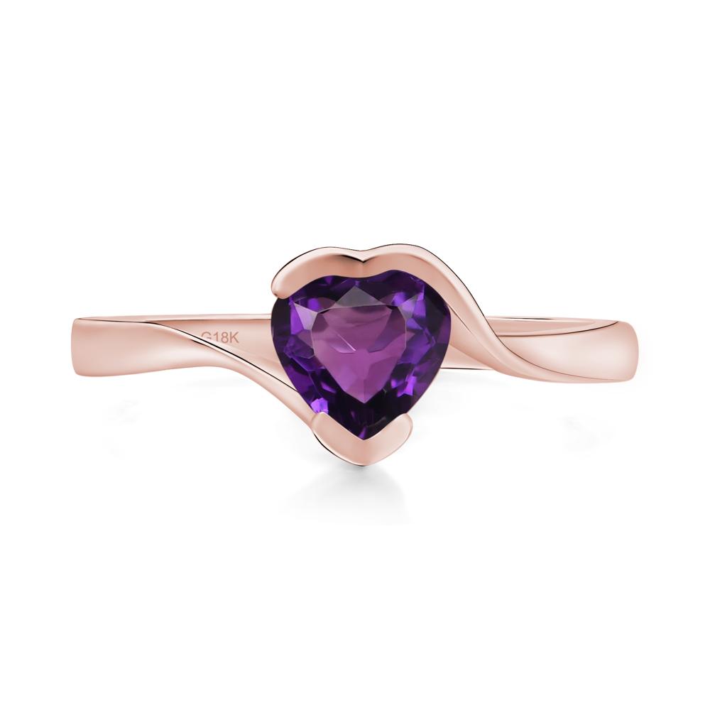 Heart Amethyst Solitaire Engagement Ring - LUO Jewelry #metal_18k rose gold