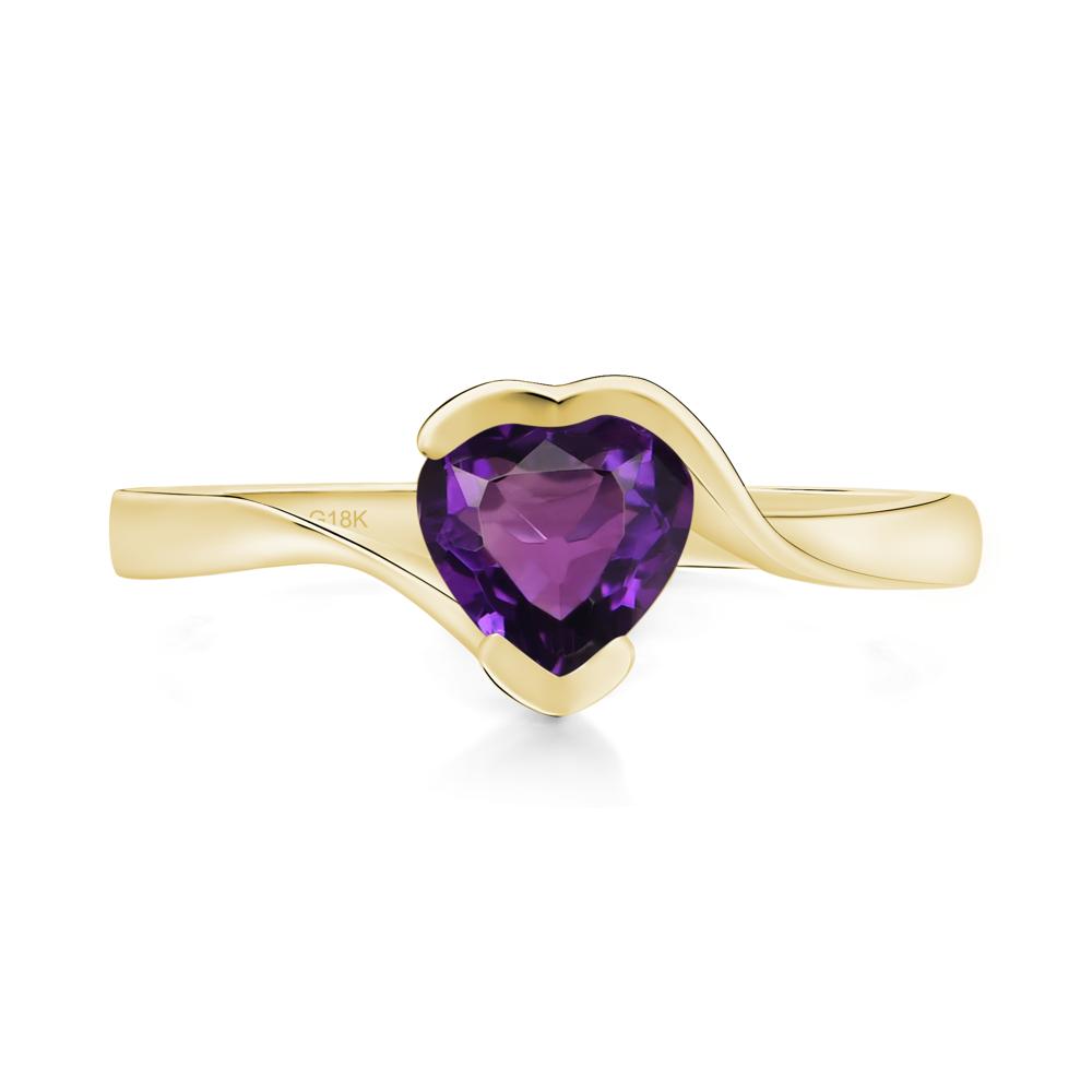 Heart Amethyst Solitaire Engagement Ring - LUO Jewelry #metal_18k yellow gold