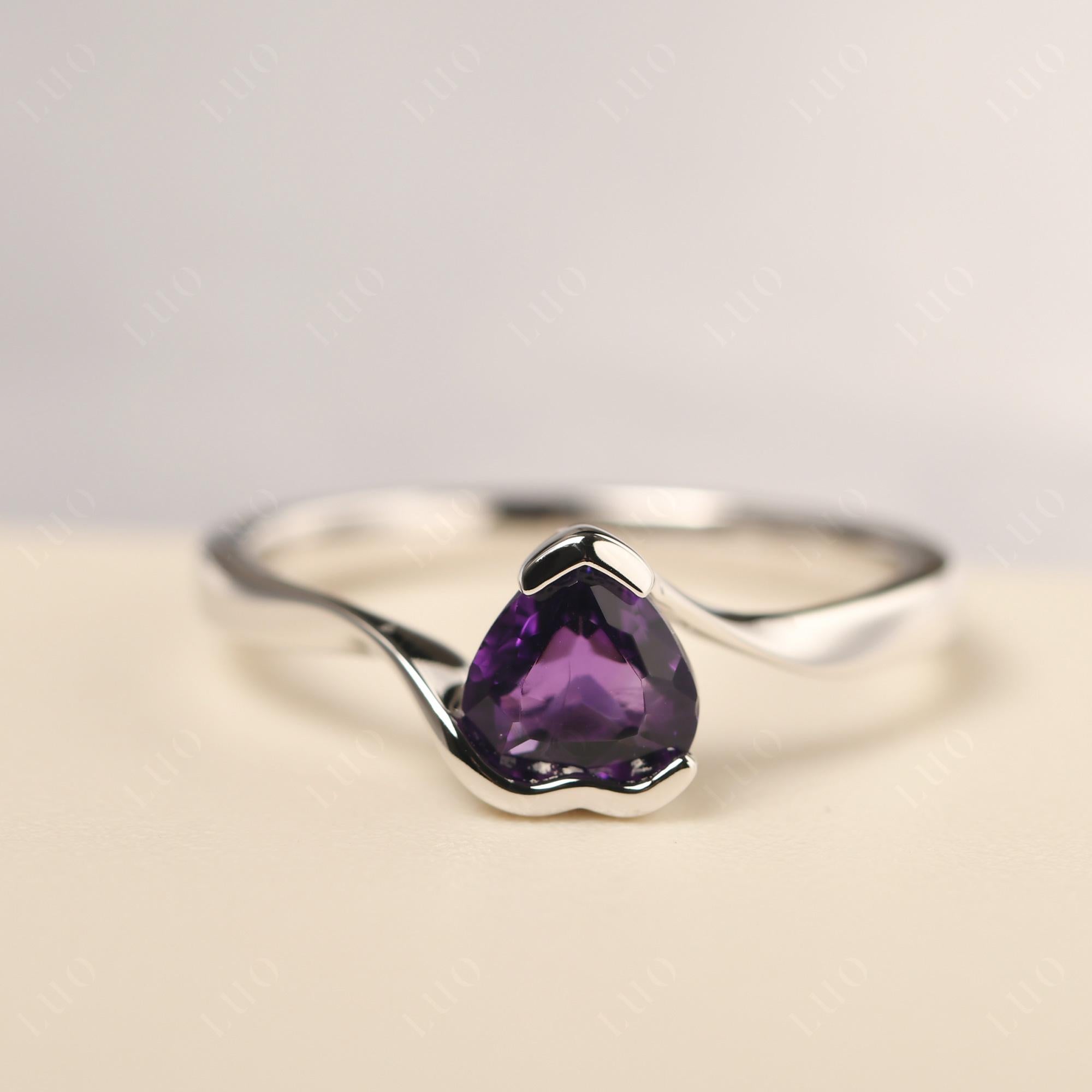 Heart Amethyst Solitaire Engagement Ring - LUO Jewelry