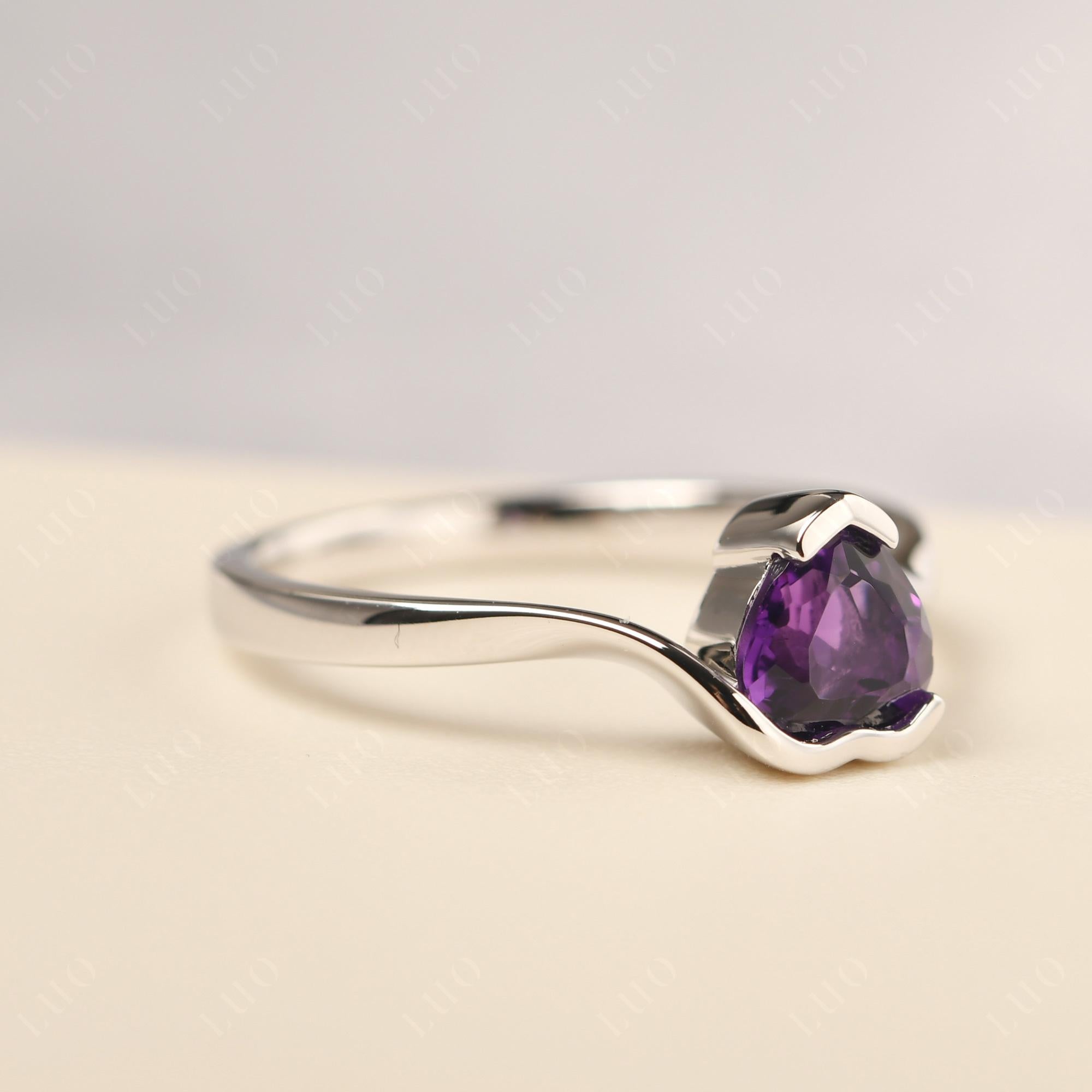 Heart Amethyst Solitaire Engagement Ring - LUO Jewelry