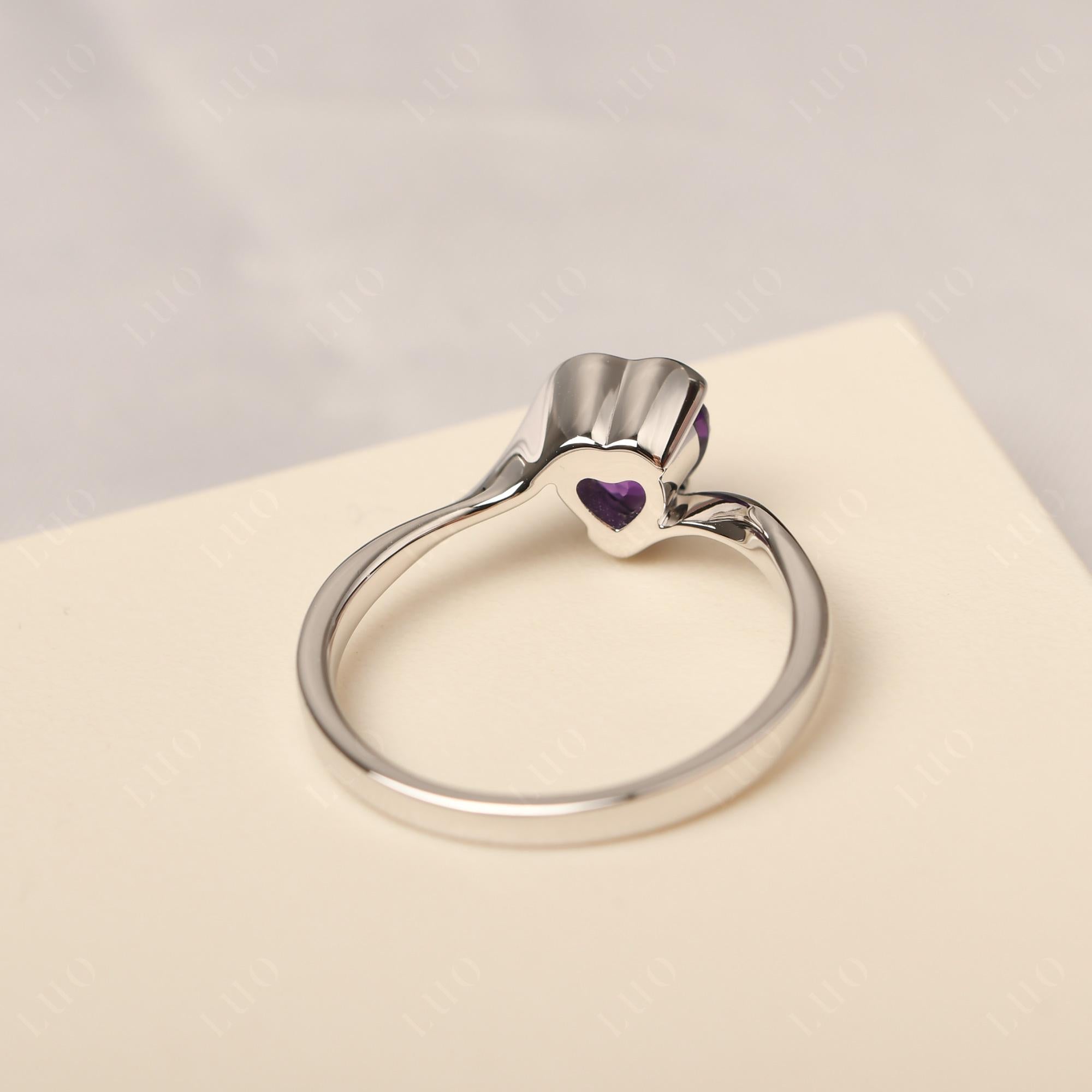 Heart Amethyst Solitaire Engagement Ring - LUO Jewelry