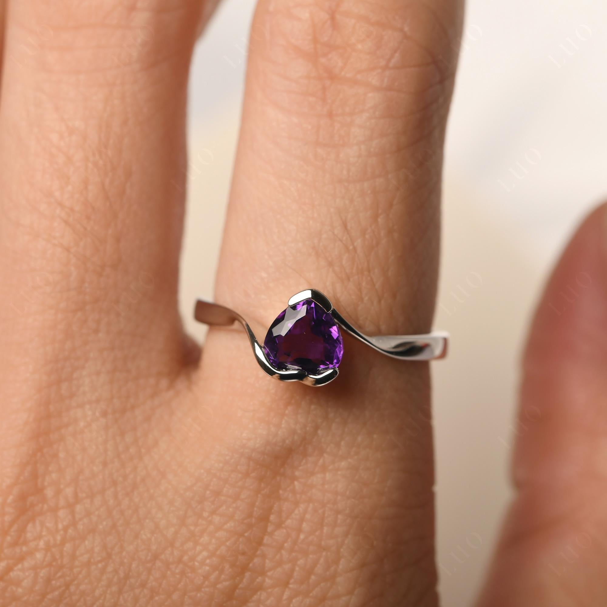 Heart Amethyst Solitaire Engagement Ring - LUO Jewelry