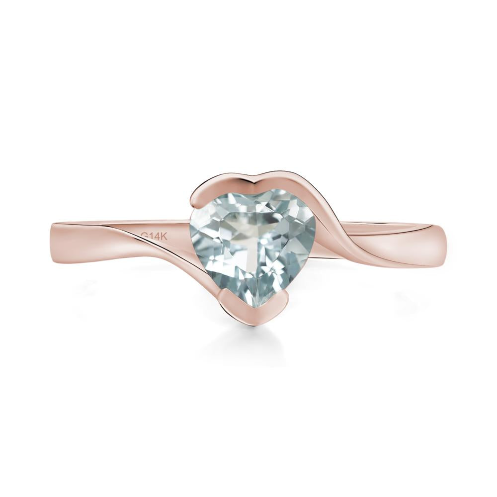 Heart Aquamarine Solitaire Engagement Ring - LUO Jewelry #metal_14k rose gold