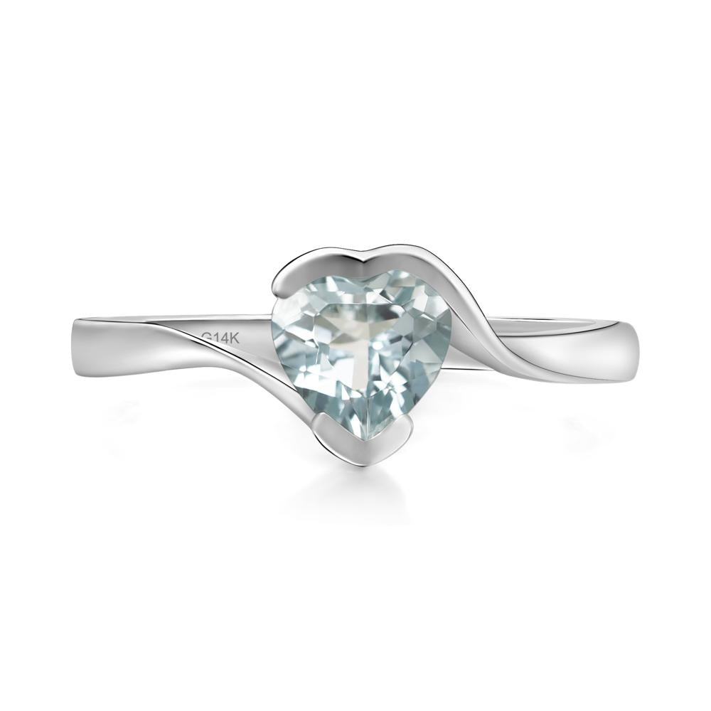 Heart Aquamarine Solitaire Engagement Ring - LUO Jewelry #metal_14k white gold