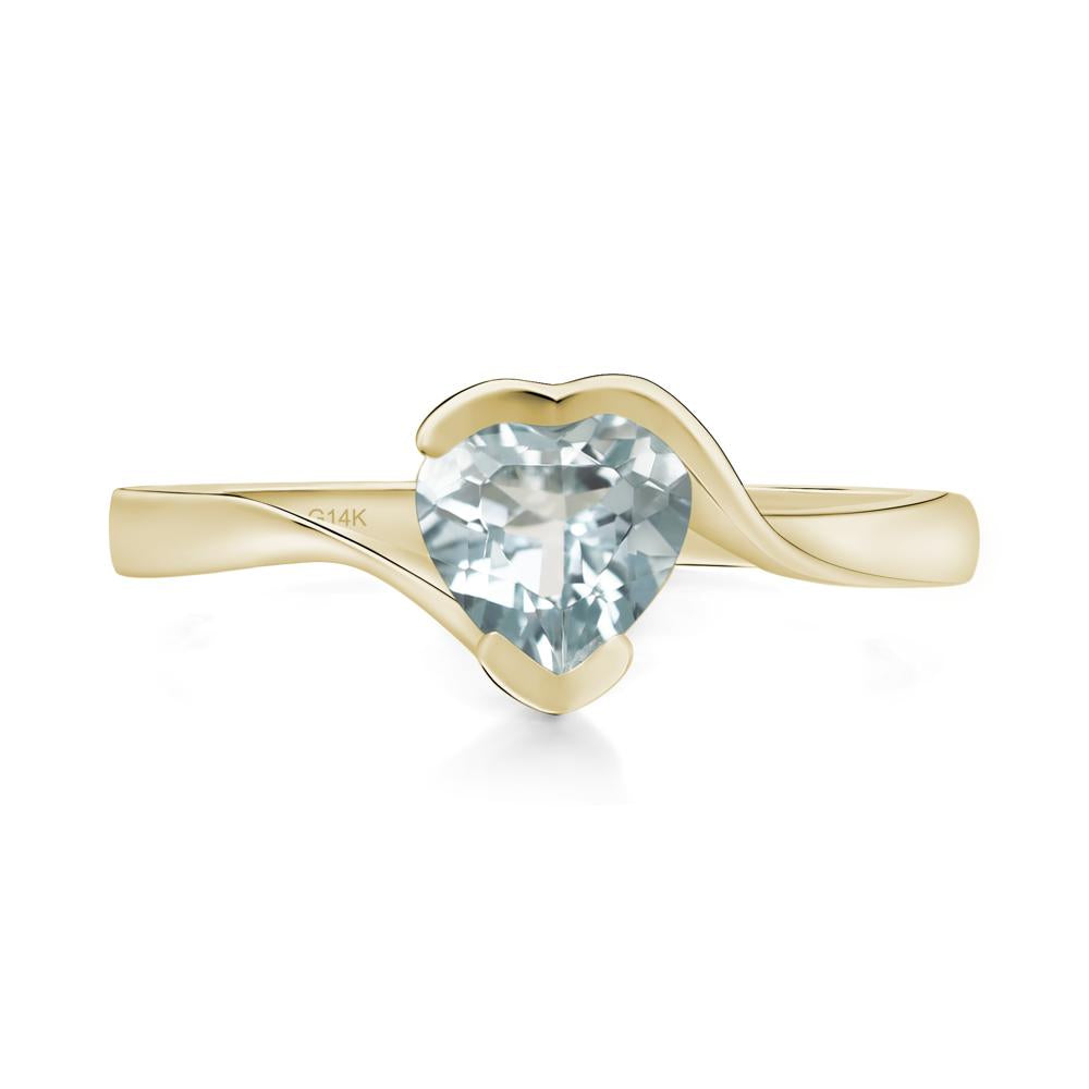 Heart Aquamarine Solitaire Engagement Ring - LUO Jewelry #metal_14k yellow gold