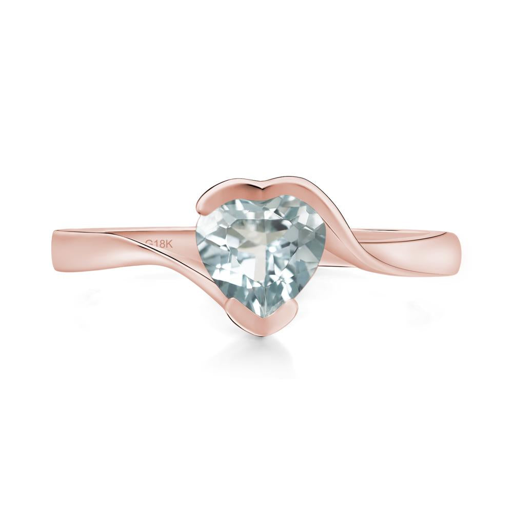 Heart Aquamarine Solitaire Engagement Ring - LUO Jewelry #metal_18k rose gold