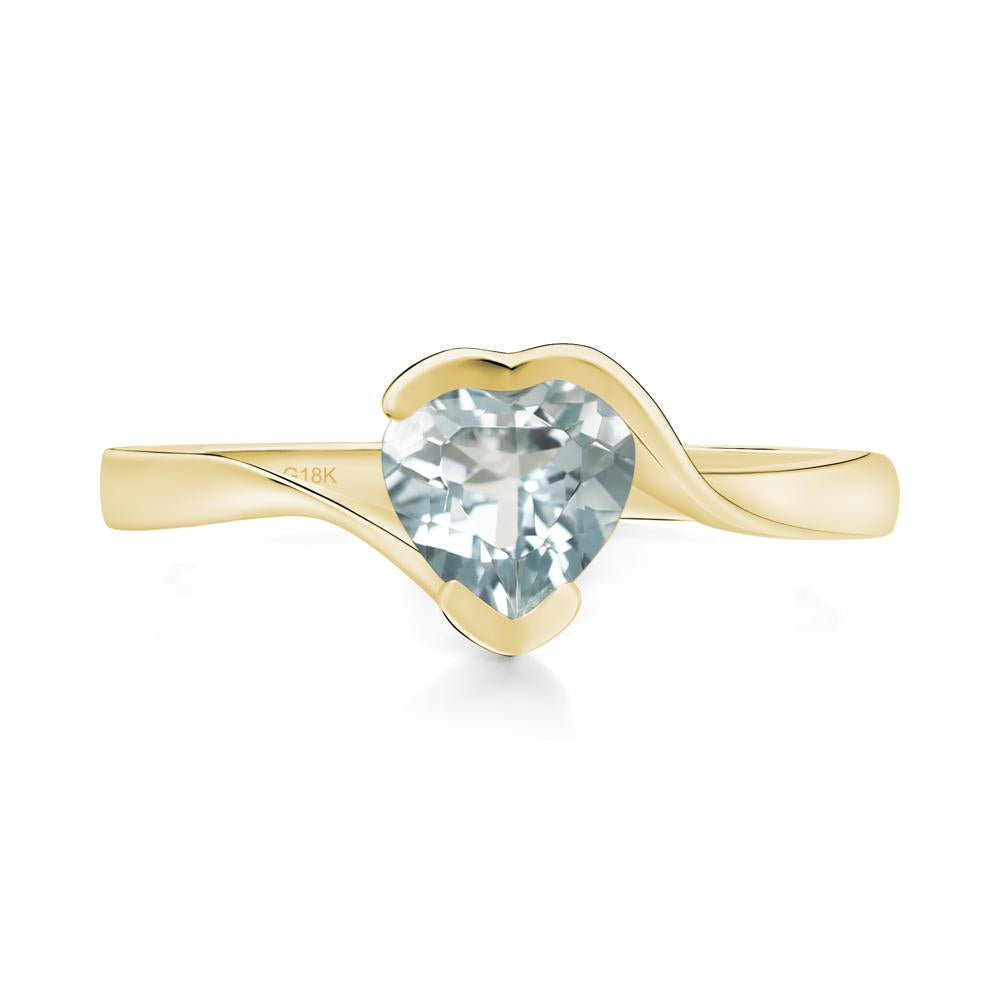 Heart Aquamarine Solitaire Engagement Ring - LUO Jewelry #metal_18k yellow gold