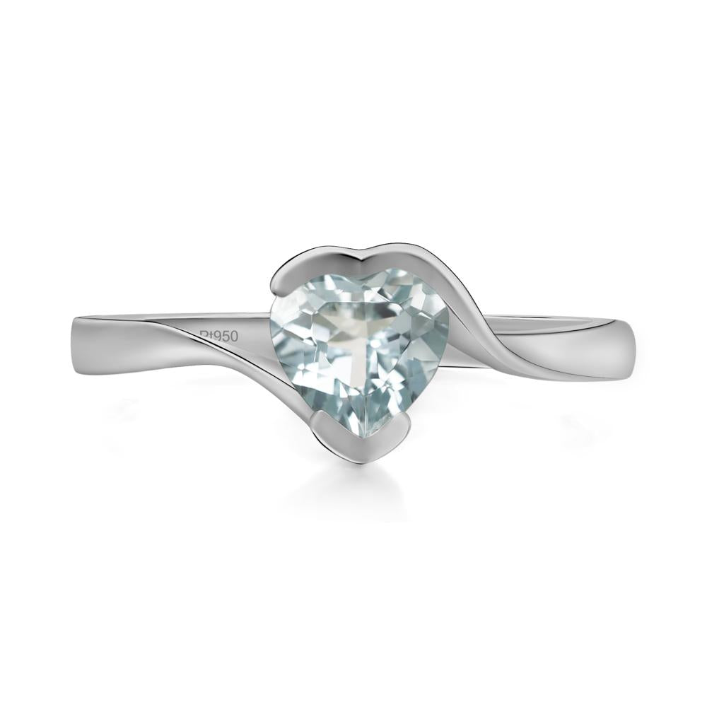 Heart Aquamarine Solitaire Engagement Ring - LUO Jewelry #metal_platinum
