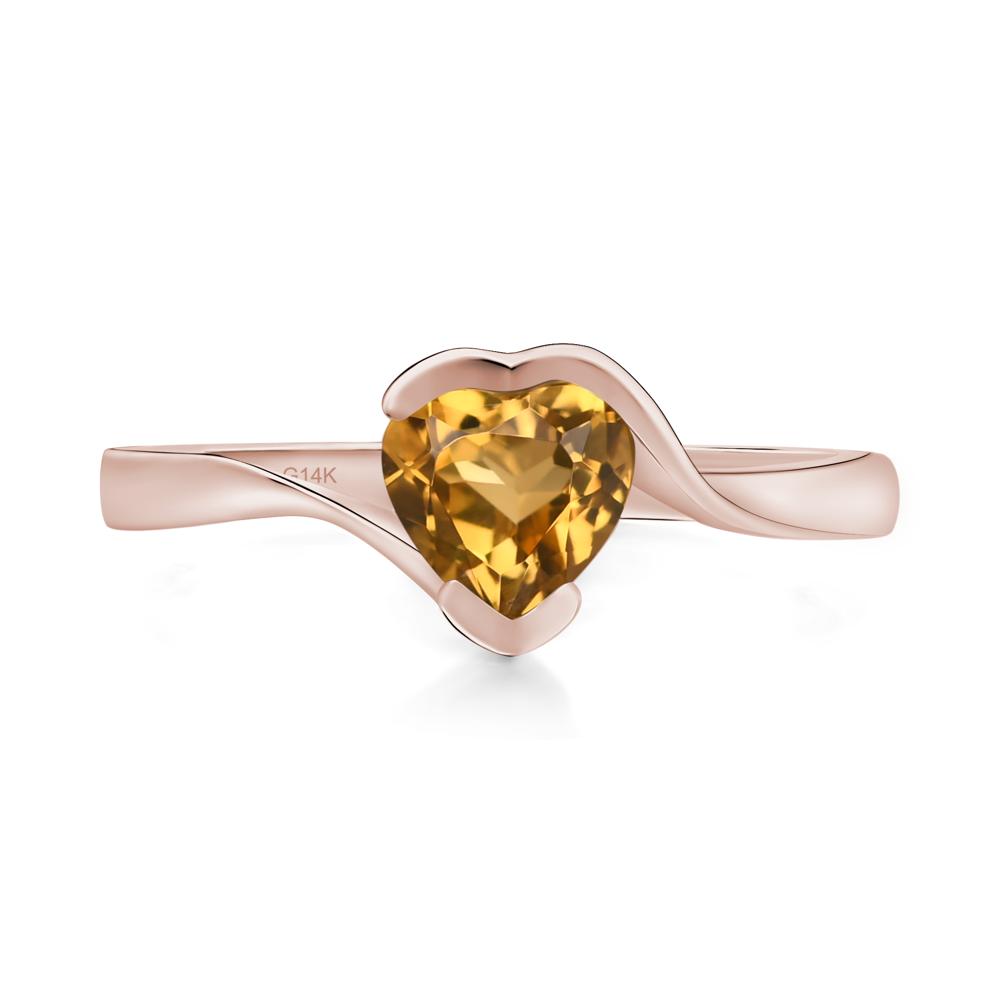 Heart Citrine Solitaire Engagement Ring - LUO Jewelry #metal_14k rose gold