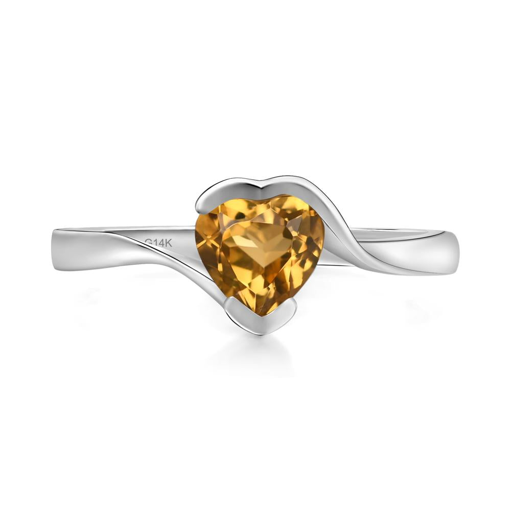 Heart Citrine Solitaire Engagement Ring - LUO Jewelry #metal_14k white gold