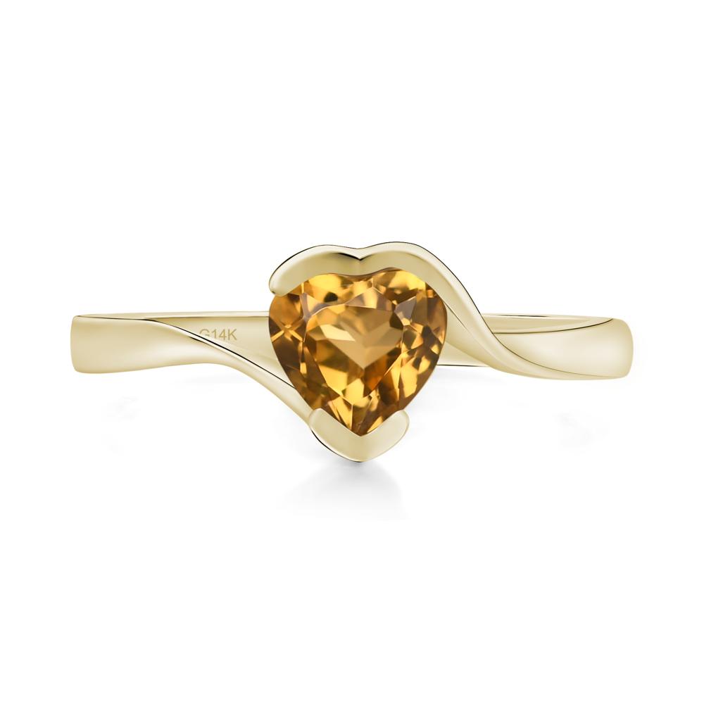 Heart Citrine Solitaire Engagement Ring - LUO Jewelry #metal_14k yellow gold