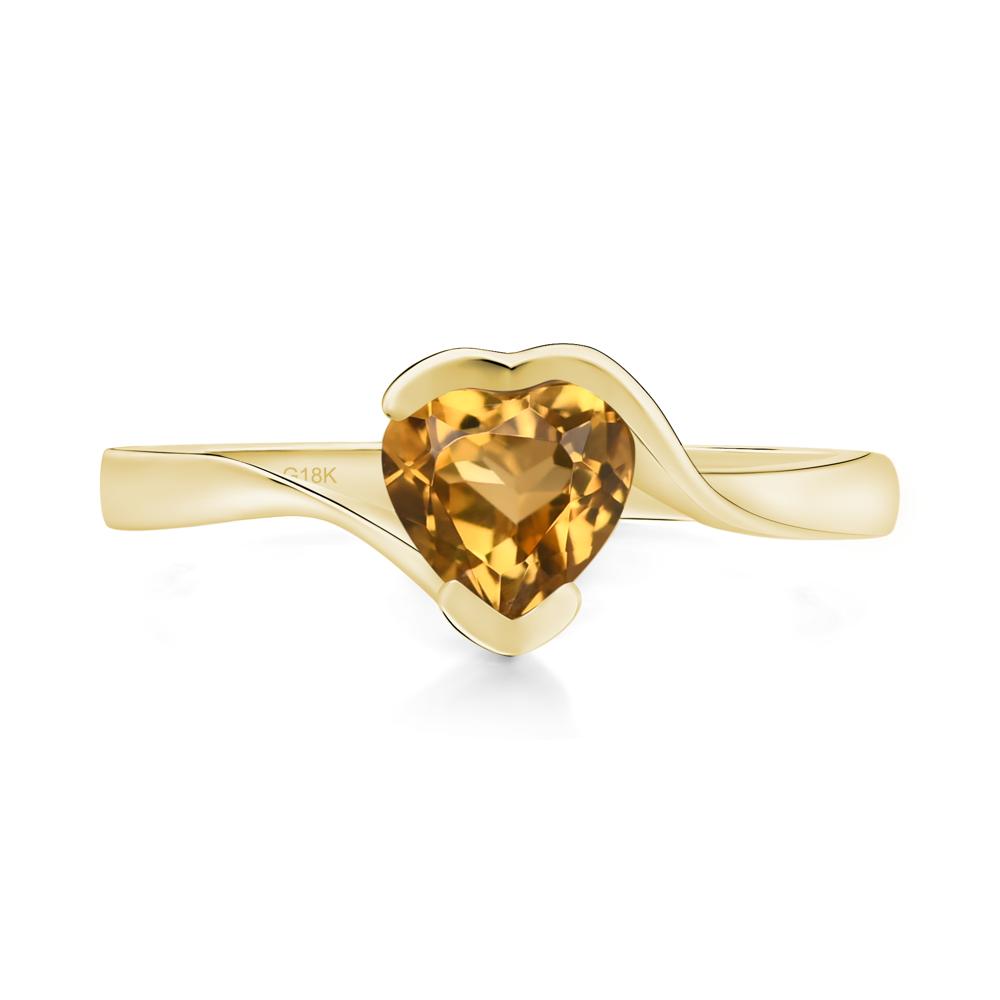 Heart Citrine Solitaire Engagement Ring - LUO Jewelry #metal_18k yellow gold