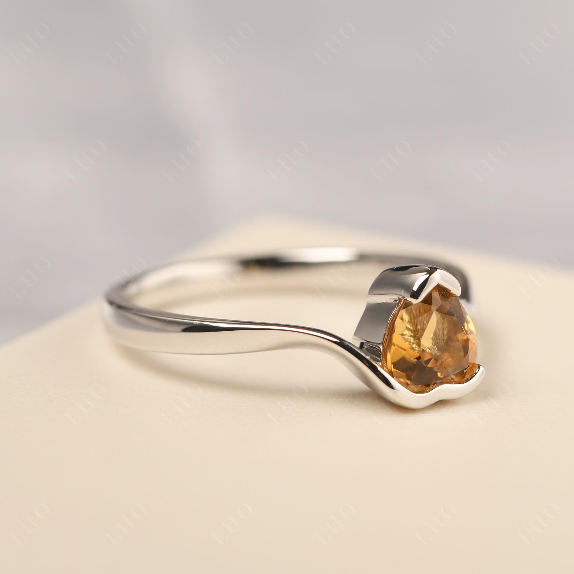 Heart Citrine Solitaire Engagement Ring - LUO Jewelry