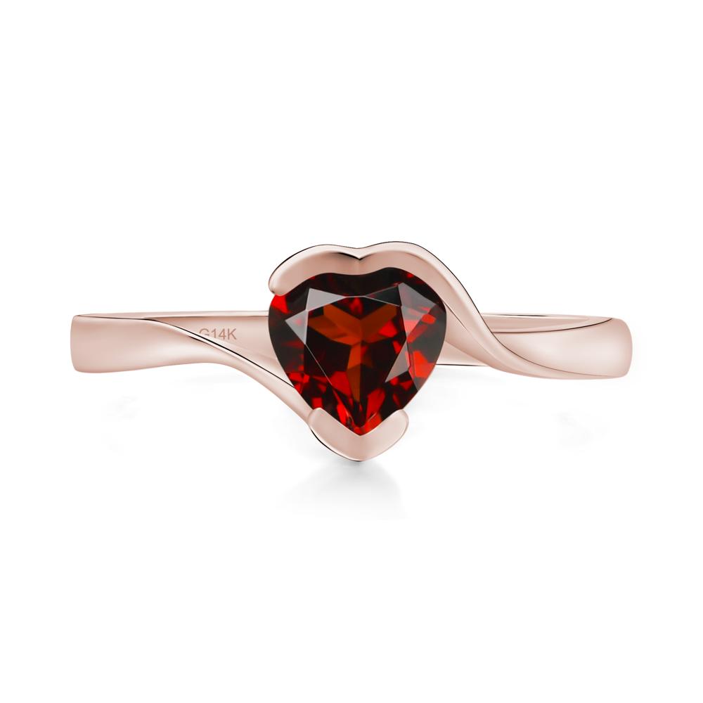 Heart Garnet Solitaire Engagement Ring - LUO Jewelry #metal_14k rose gold